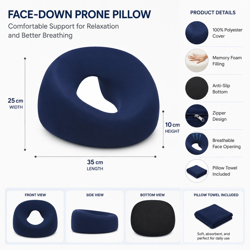 Face Down Pillow for Prone Resting – Memory Foam Massage