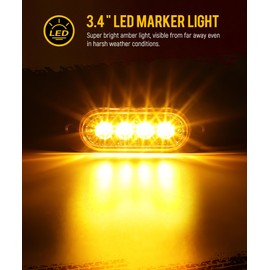 Partsam 10Pcs 3.4 inch Aluminum Housing Amber LED Clearance Side Marker Lights, Surface Mount Marker Lights for Trailer Pickup Truck Tractor Van RV Camper Motorhome,IP67 Waterproof