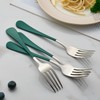 Onlycooker 24 piece Green Forks and Spoons Silverware Set,Green Handle