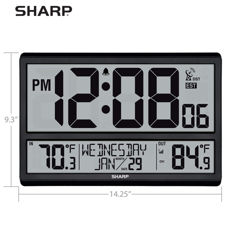 Sharp Atomic Clock - Never Needs Setting! –Easy to Read