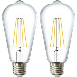 Sunco Edison Bulbs LED ST64, Clear Vintage Filament Waterproof Bulb, 800 LM, 8.5W (60W Equivalent), 3000K Warm White, E26 Medium Base, Decorative Dimmable UL 2 Pack.