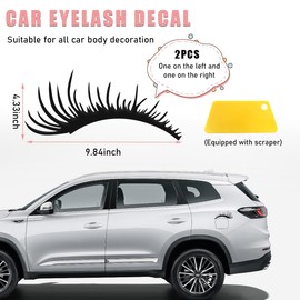 Ohleats 2PCS Car Headlight Eyelash Stickers, Funny Cute Fake Eyelashes Bumper Window Decal, Waterproof Decoration Sticker for Auto Body Headlamp, Universal Exterior Car Accessories (Black)