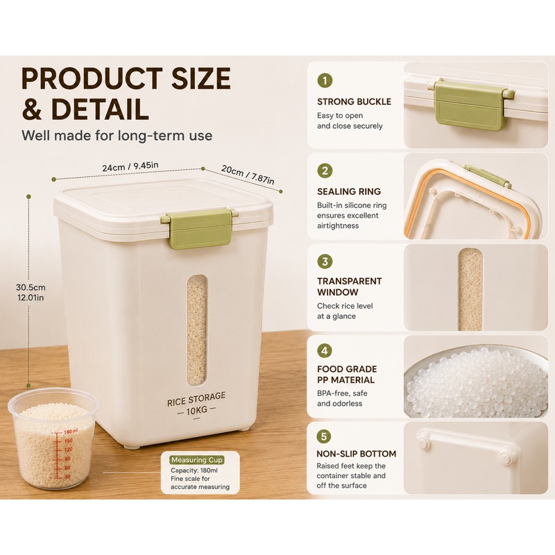 Beige Plastic Kitchen Storage Containers with Lids