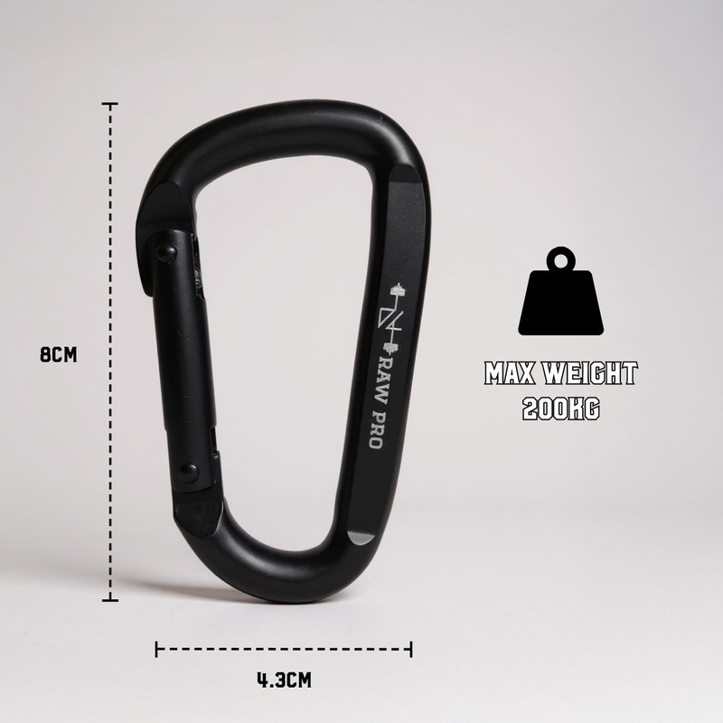 DanRaw Pro Heavy-Duty Black Carabiner Clips (2-Pack or 4-Pack) –