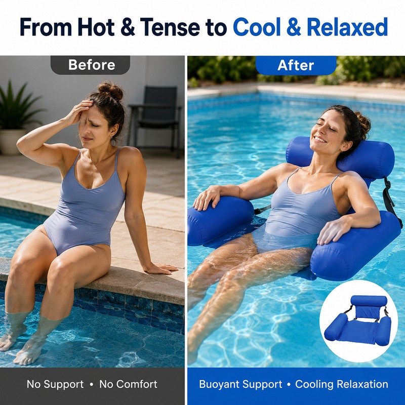 Inflatable Pool Hammock Float for Adults – Adjustable Water Lounge