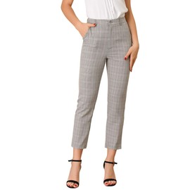 Allegra K Women's Work Dress Pants High Waisted Office Ankle Pants X-Large Light Brown