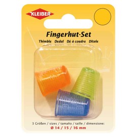 Kleiber 70010 Thimble Set, Plastic, Blue/Green/Orange, Diameter 14 mm, 15 mm, 16 mm