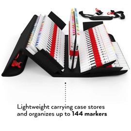 ARTEZA Alcohol Markers – Set of 120 EverBlend Dual Tip Art Markers with Fine and Chisel Nibs in 144-Slot Organizer for Drawing, Coloring, Illustration