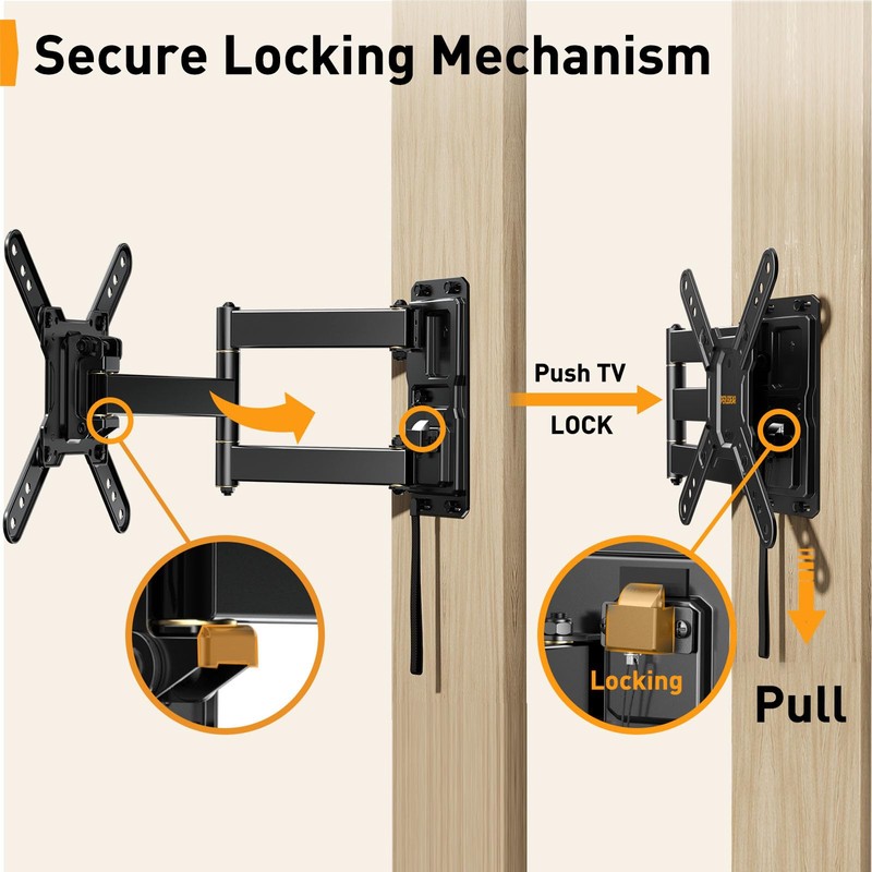 Perlegear Lockable RV TV Mount for 13–43 inch TVs up