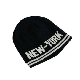 WITHMOONS New York Ribbed Knit Beanie Hat Watch Cap Slouchy Skull Cap YZ50216 (Black)