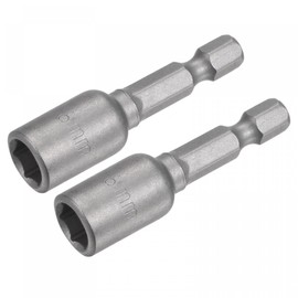 sourcing map Pack of 2 Quick Change Socket Spanner Bit 1/4 Inch Hex Shank 8 mm Magnetic Socket Drill Bit 1.89 Inch Length