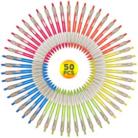 Lortek (50 Pcs) Eco Friendly Ballpoint Writing Pens – Medium Point, Black Ink for Note Taking, Journaling, Planners, School, Work, Home – Made From Wheat Straw and Recycled Plastic