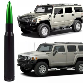 VMS RACING Black with Green Tip Bullet Antenna for Hummer H2 and H3 Billet Aluminum