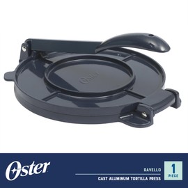 Oster Ravello 8-Inch Cast Aluminum Tortilla Press and Roti Maker – Traditional Flatbread Press with Glossy Blue Finish