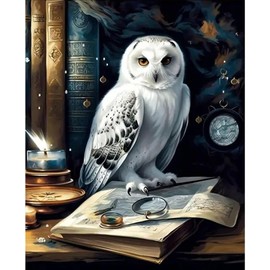 JATOK Paint by Numbers Adults, Paint by Numbers, DIY Owl with Brushes and Acrylic Paints, Hand-Painted Oil Painting Canvas for Home Decor, Without Frame (40 x 50 cm / 16 x 20 inches)