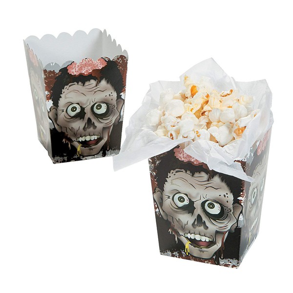 Fun Express - Mini Zombie Head Popcorn Boxes (24pc) for Halloween - Party Supplies - Containers & Boxes - Paper Boxes - Halloween - 24 Pieces