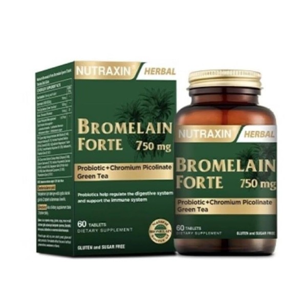NUTRAXİN Bromelain Forte 60 Tablet - Bromelain Krom Probiyotik750 Mg