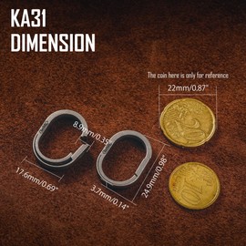 KeyUnity Titanium Carabiner Keychain, Key Ring Clips, Keyring, Key Chains For Men, Titanium Keyring, EDC Mini Oval Split Key Ring with Quick Release,Key Organizer for Men & Women (2L)