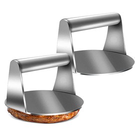 VivoGlow 2 Pack Stainless Steel Smash Burger Press | Flat Hamburger Patty Smasher | Meat Tenderizer and Grill Press | Mince Meat Masher | Burger Maker Tool