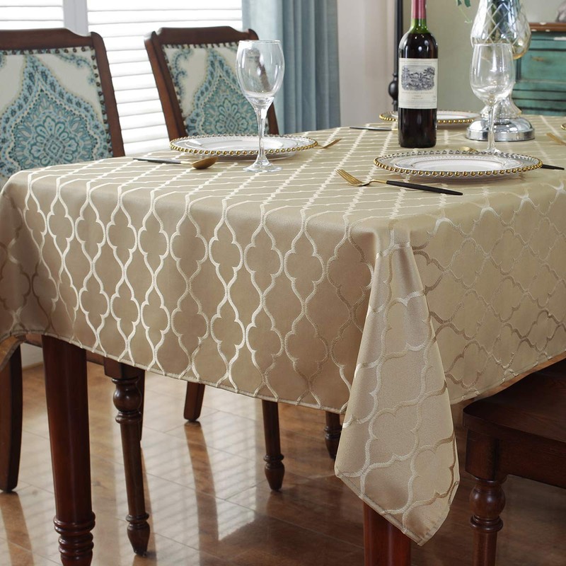 SASTYBALE Jacquard Tablecloth Flower Pattern Polyester Table Cloth Spill Proof