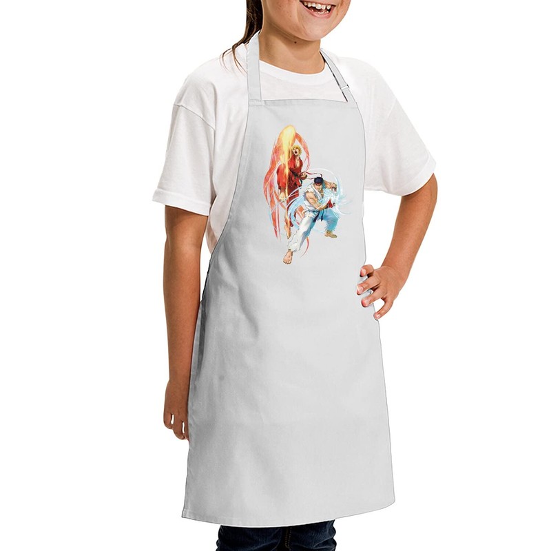 Fabulous Children's Kitchen Apron - Painting Ryu Ken Character Mascot