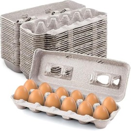 MT Products Blank Natural Pulp Egg Cartons Hold Twelve Eggs 11.50" x 4.2" x 1.25" - Perfect for Chicken Farm (Case of 250) - Made in USA
