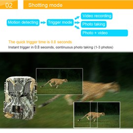 Outdoor Trail Camera IP66 Waterproof Wildlife Hunting Camera Infrared Night Vision Hunting Camera