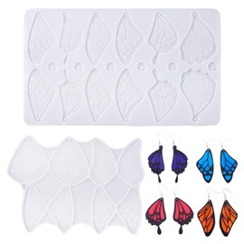 Craftdady 2Pcs Butterfly Wing Earring Resin Molds Fairy Wing Epoxy Casting Silicone Molds with Hole Insect Feather Pendants Molds Jewelry Casting for DIY Earring Pendant Keychain Ornaments Decoration