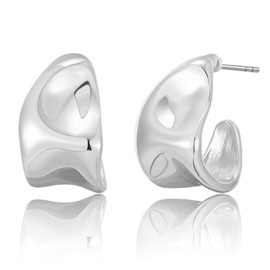 LILIE&WHITE Silver Stud Earrings for Women - Hypoallergenic, Colour-Resistant and Nickel Free - Modern Abstract Design for Everyday and Special Occasions - Gift Idea for Birthdays and Anniversaries,
