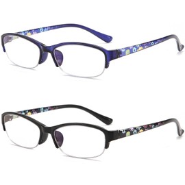 RaoOG Reading Glasses Blue Light Blocking for Women, Ladies Half Frame Computer Readers 1.5, Flexible Eyeglasses Anti Eyestrain/Glare/UV (2 Pack/Case)