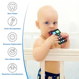 Juguetes de silicona para la dentición del bebé, mordedores con forma de teléfono para bebés de 3 a 24 meses, juguetes para la dentición de bebés niño