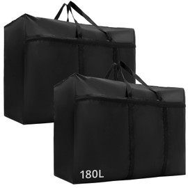 QWORK® 2 Pack 180L Large Moving and Storage Bags with Zippers，Waterproof Oxford Cloth Totes for Clothes, Bedding, and More，100 * 58 * 28cm
