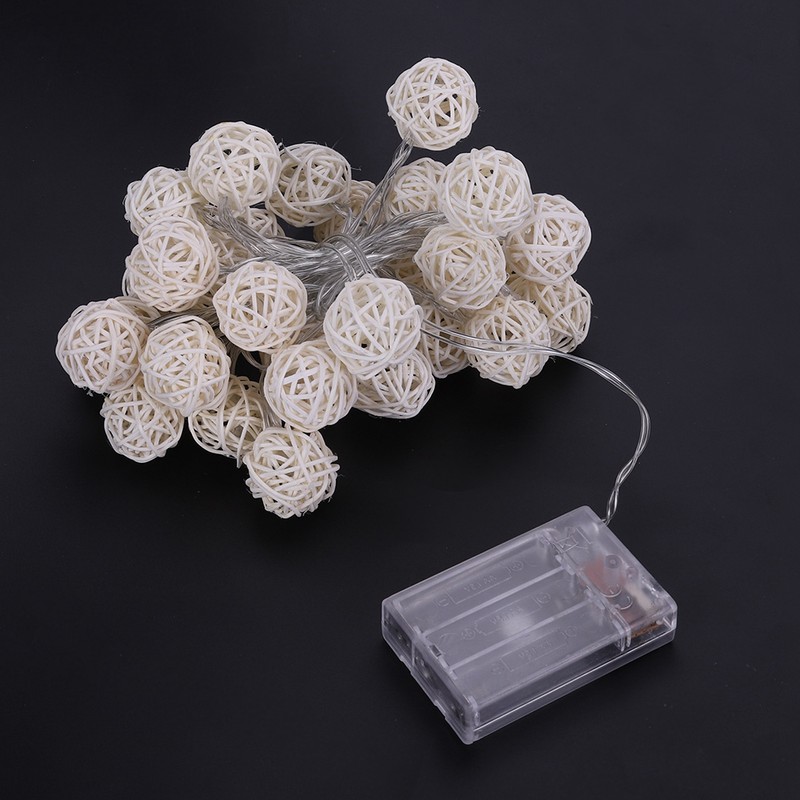Globe Rattan Ball String Lights 30LED Battery Powered Night Lamp