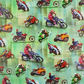 Motorbike Moped Themed Wrapping Paper - Retro Style Gift Wrap - 2 Sheet 2 Tag - Father's Day or Birthday