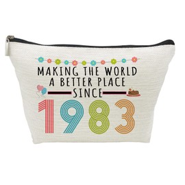 40th Birthday Gifts for Women, Funny 40 Year Old Gift Makeup Bag, 1982 40th Birthday Makeup Bags for Her, Mom, Aunt, Wife, Sister, Coworker, Friend, Making The World a Better Place Since 1982 (1982 Makeup Bag), 1982 Makeup Bag