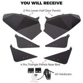 ECOTRIC Lower Half Door Panel Inserts Compatible with 2014-2023 Polaris RZR XP S 1000/ S 900/ XP 1000/ XP 900/ XP Turbo S (2-Door) W/Triangle Side Doors Aluminium