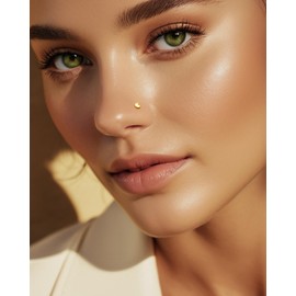 COCHARM 14K Gold Nose Stud 20g Yellow Gold Nose Ring Stud 14kt Real Gold Nostril Stud 8mm 14Kt Gold Nose Piercing Dainty Nose Jewelry for Women Men