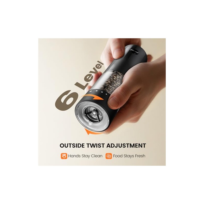 Electric Salt and Pepper Grinder Set - Rechargeable Automatic Salt