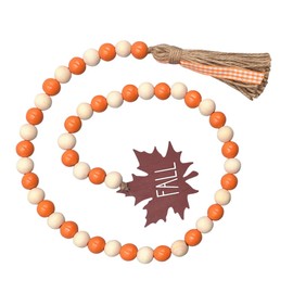 FUNOMOCYA Christmas Decorations Wooden Bead Garland Maple Tag Thanksgiving Decorative Beaded Garland