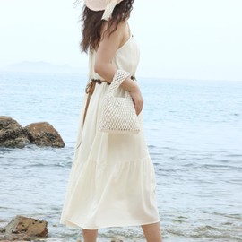 EVEOUT Woven Clutch for Women Girl Small Crochet Tote Handbag Summer Knitted Mesh Beach Purse Bag for Holiday