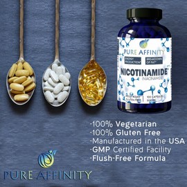 Pure Affinity LLC Pure Affinity LLC 200 Count! B3 Nicotinamide 500 mg Effective Flush-Free Niacin. Energy Booster, Cell Regenerator, Supports Cognitive Decline, Anti-Aging and Helps Breaks Down Carbs & Fats (200 Ct)