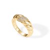 PAVOI 14K Yellow Gold Plated Cubic Zirconia Croissant Ring Twisted
