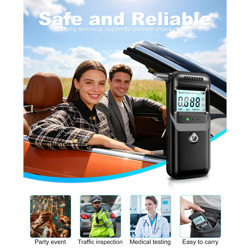 Breathalyzer, 2026 Upgraded Breathalyzers for Alcohol with LCD Digital Display,