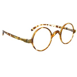 Vintage Round Eyeglasses Professor Readers (Transparent Tortoise）