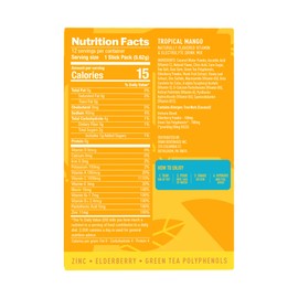 Roar Immune Support Powder - Hydration Packets with Zinc and Elderberry - Electrolytes Powder - No GMOs, Gluten Free - Tropical Mango - 12 pc