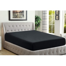 Home Beyond & HB design - Fitted Sheet, Ultra Soft Brushed Microfiber, Wrinkle Fade & Shrinkage Resistant, Deep Pocket Bed Sheet (Twin XL, Black)