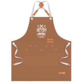 EOSATE Funny Aprons for Men & Women Durable Cooking, Baking & Grilling Apron with Stain-Proof Design Chef Gift & Humorous Kitchen Essential (Brown, OS, Style B)