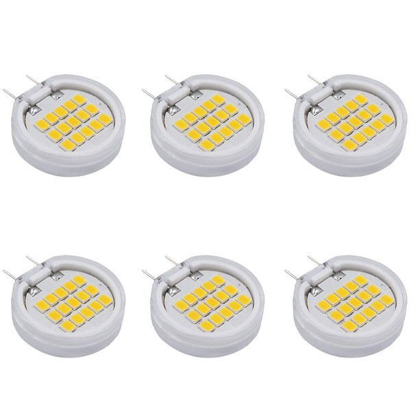 Makergroup 3W G8 LED Bulbs Dimmable 20W 25W 35W G8 T4 120V Halogen Replacement for Under Counter Lights, Under Cabinet Puck Lights Warm White 2700K-3000K 6-Pack