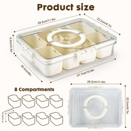 PANYEE Snack Box Container,Divided Serving Tray with Lid and Handle, Snackle box Charcuterie for Portable Snack Platters - Clear Organizer for Candy,Fruits,Nuts,Snacks-for Party,Entertaining,Picnic