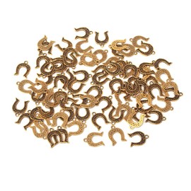 Homeford Small Horseshoe Metal Charms, 1/2-Inch, 35-Count (Gold)